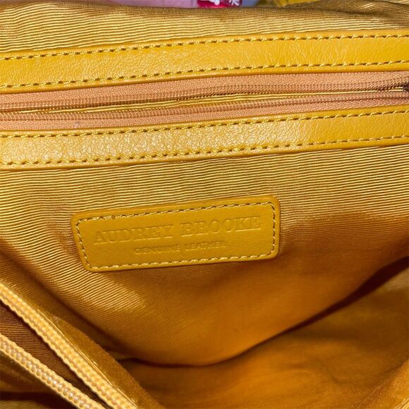 Audrey Brooke Women's Yellow Floral Satchel Tote Handbag - Picture 5 of 6